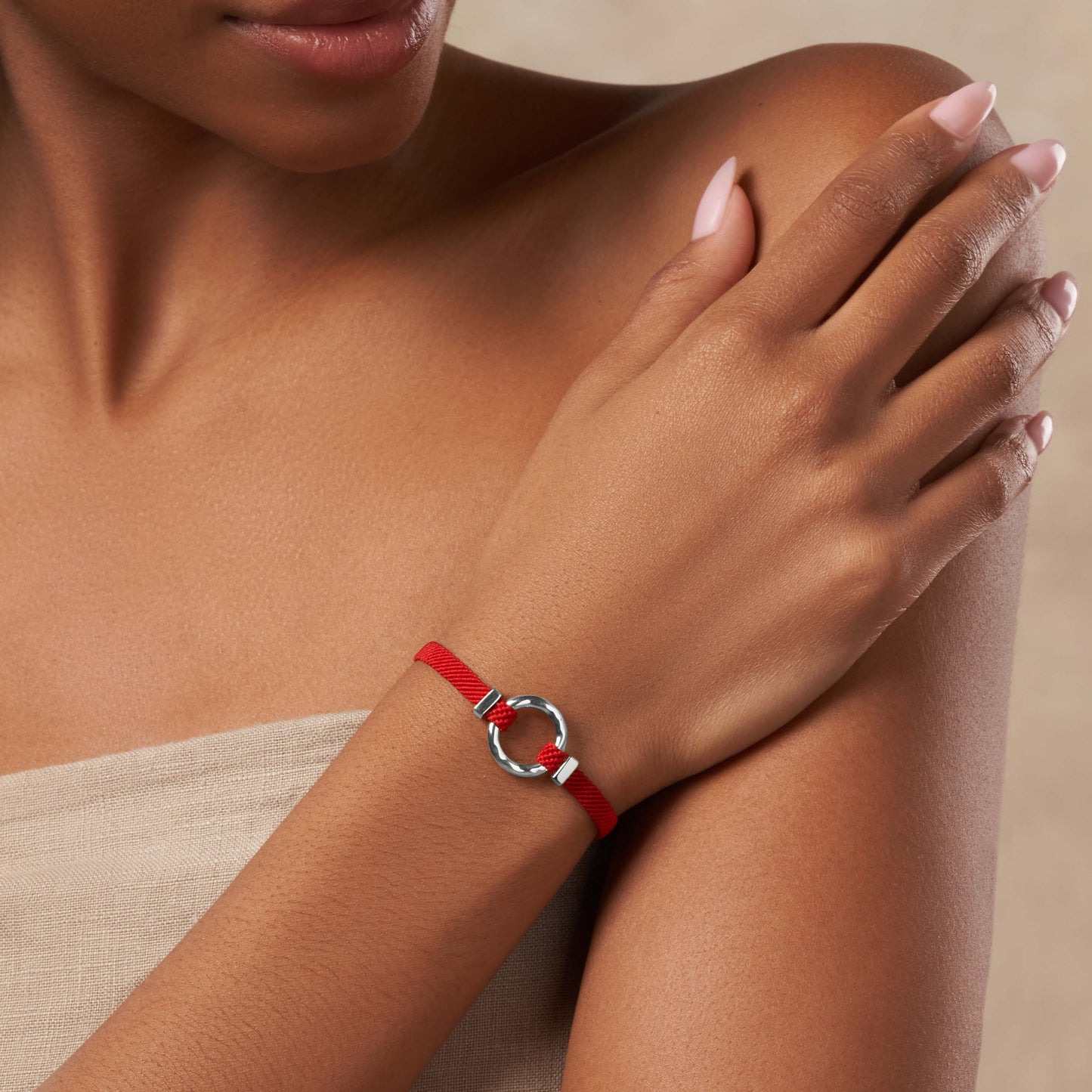 Endless Blessings Women's Silver Karma Circle Red String Bracelet
