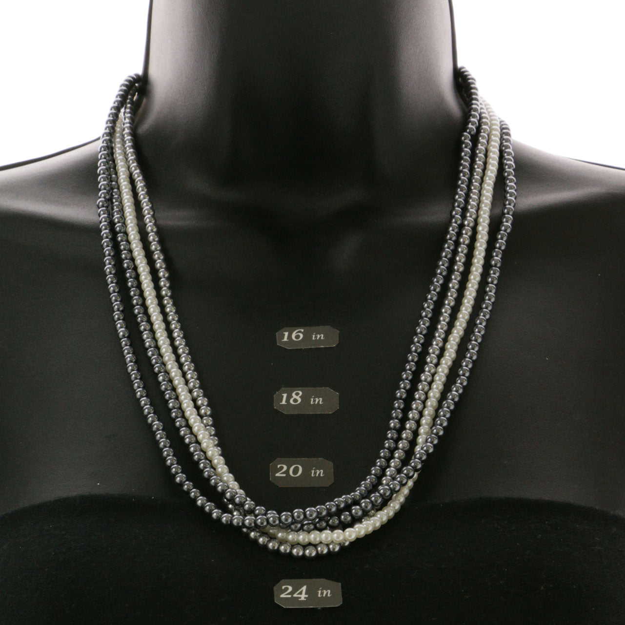 Adjustable Bead-Necklace Gray/White