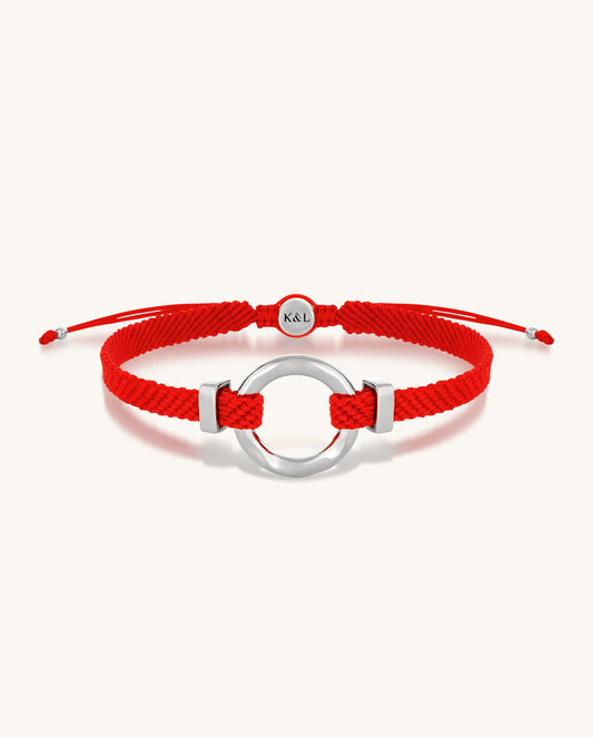 Endless Blessings Women's Silver Karma Circle Red String Bracelet