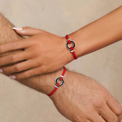 Hopeful Intuition Black Onyx Karma Circle Red String Bracelet