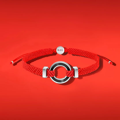 Hopeful Intuition Black Onyx Karma Circle Red String Bracelet