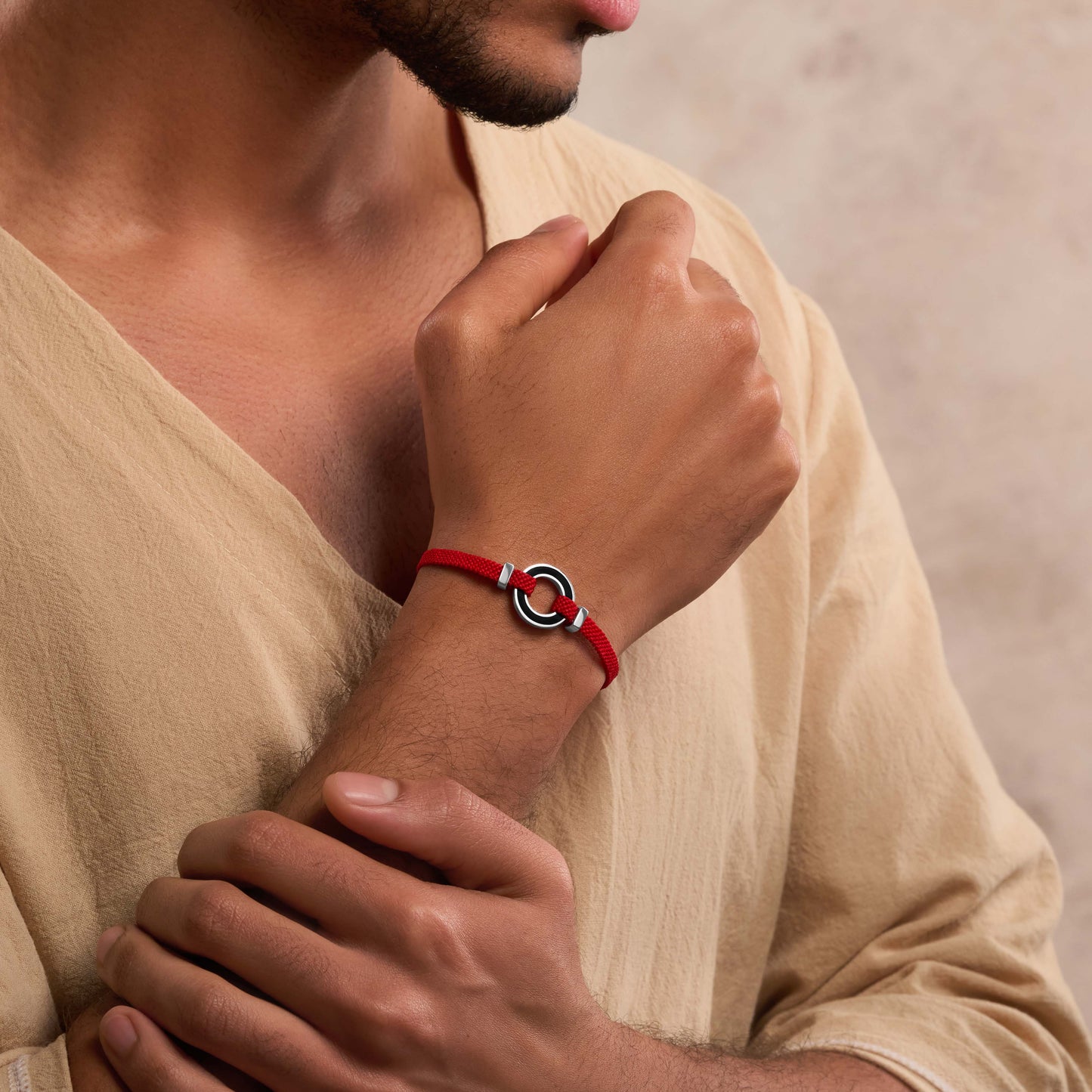 Hopeful Intuition Black Onyx Karma Circle Red String Bracelet