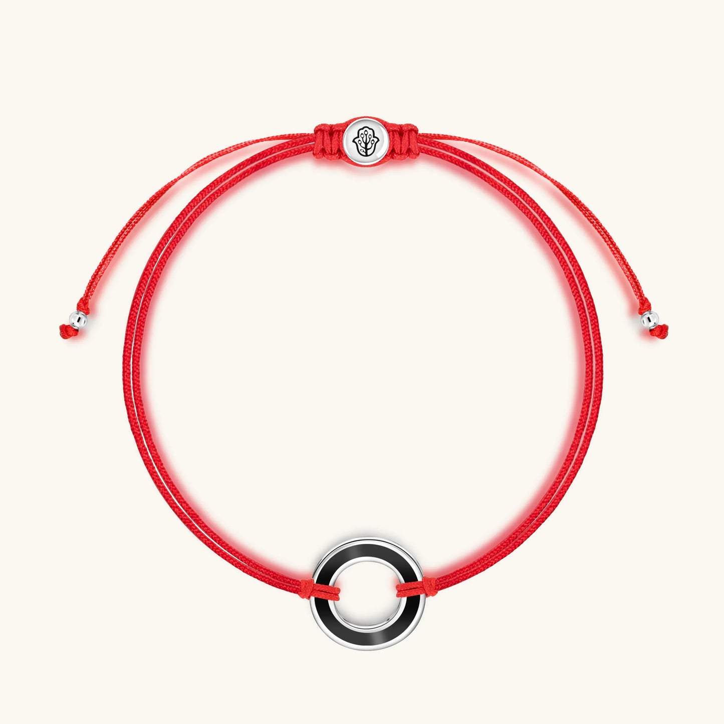Spiritual Connection Black Enamel Karma Circle Red String Bracelet