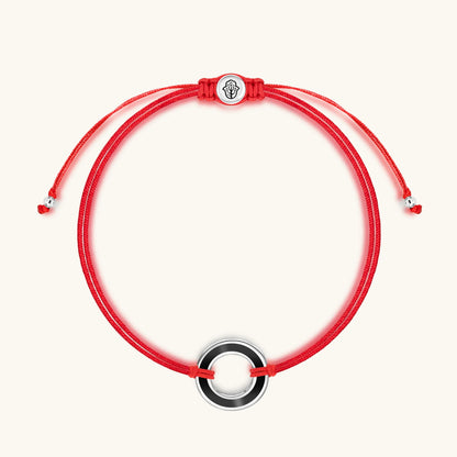 Spiritual Connection Black Enamel Karma Circle Red String Bracelet