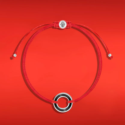 Spiritual Connection Black Enamel Karma Circle Red String Bracelet