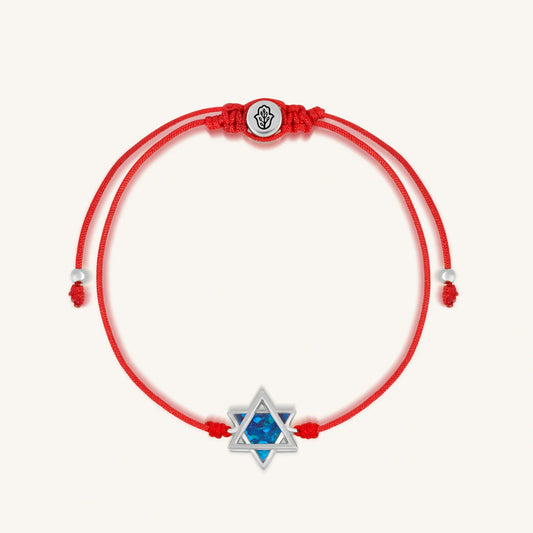 Evolved Soul Lab Blue Opal Star of David Red String Bracelet