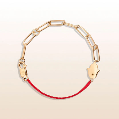 Exuberant Optimism - Red String Chain Hamsa Bracelet