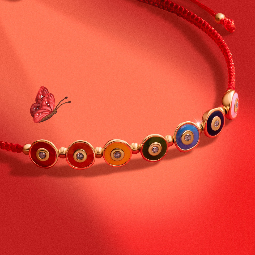 Joyful Journey - Gold Plated Chakra Red String Bracelet